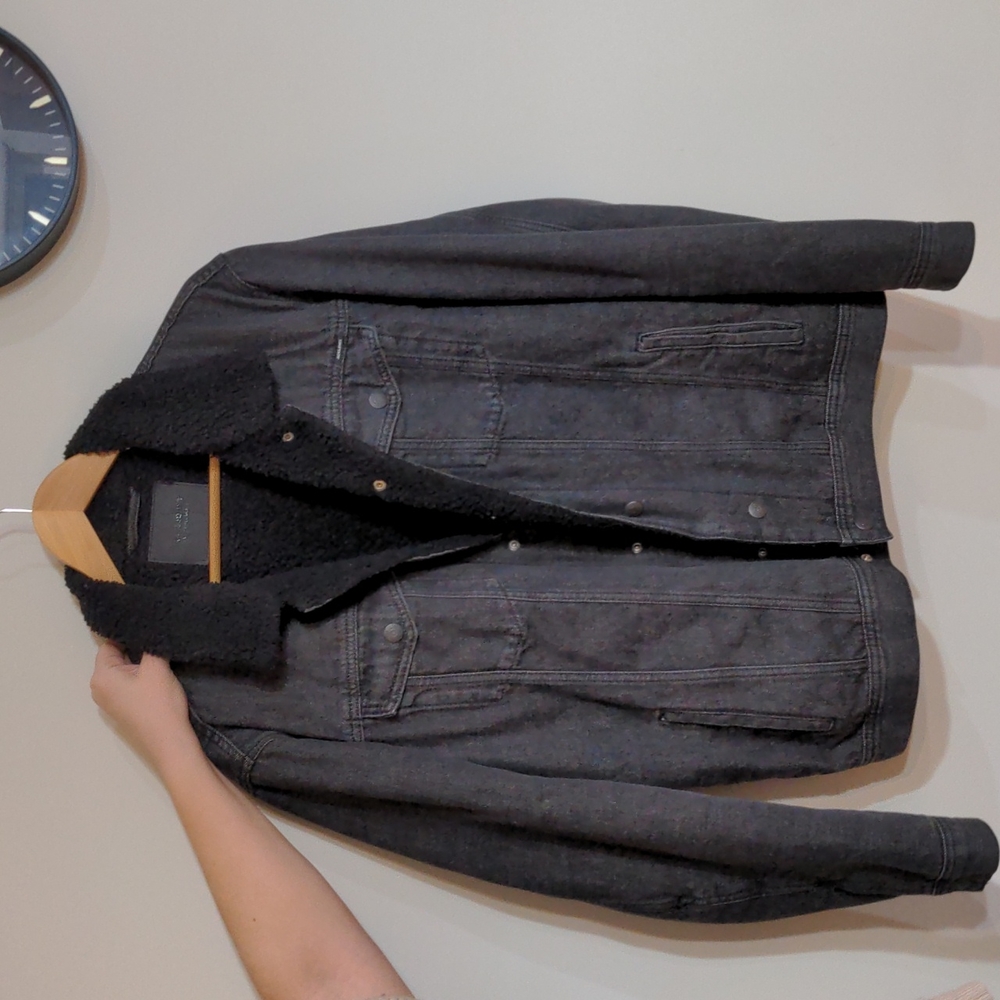 Jack & Jones black denim, fleece lined jacket